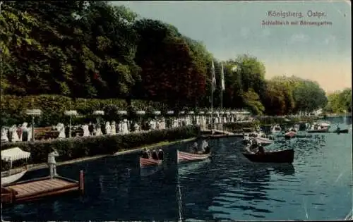 Ak Kaliningrad Königsberg Ostpreußen, Schlossteich mit Börsengarten