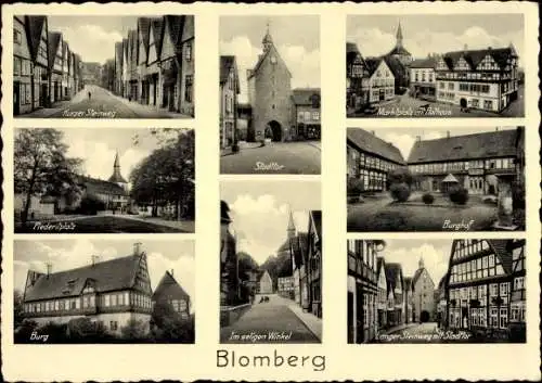 Ak Blomberg in Lippe, Piederitplatz, Im seligen Winkel, Steinweg, Marktplatz, Rathaus