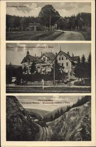 Ak Drei Annen Hohne Wernigerode im Harz, Becker's Hotel, Forsthaus, Harzquerbahn