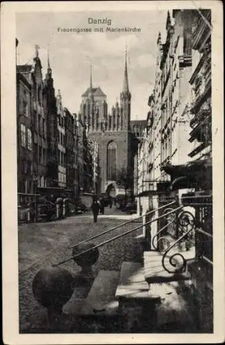 Ak Gdańsk Danzig, Frauengasse mit Marienkirche