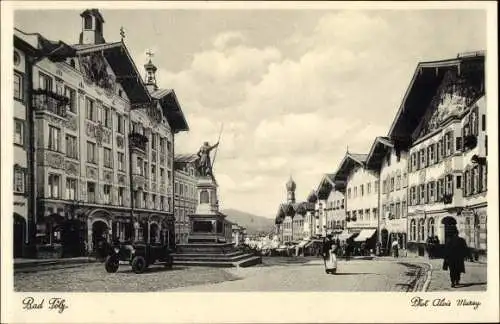 Ak Bad Tölz im Isartal Oberbayern, Straßenpartie, Denkmal