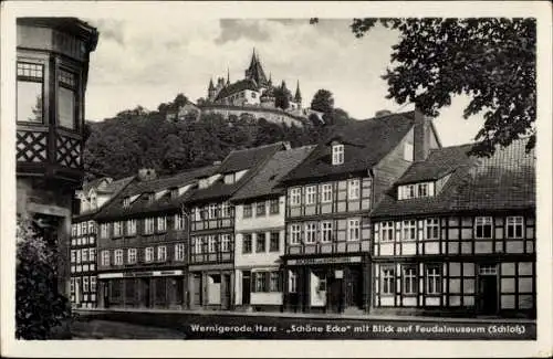 Ak Wernigerode am Harz, Schöne Wecke mit Feudalmuseum, Schloss