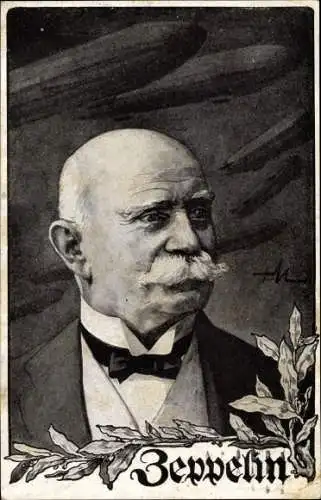 Künstler Ak Ferdinand Graf von Zeppelin, Portrait, Deutscher Luftflotten Verein