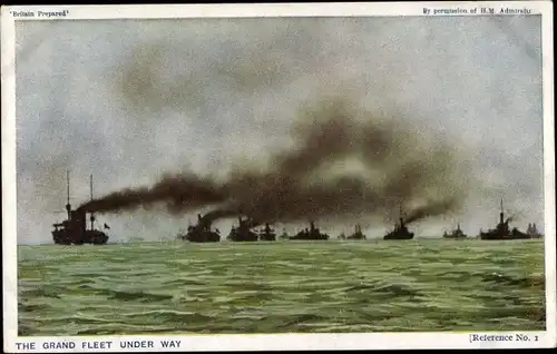 Ak Britische Kriegsschiffe, The grand fleet under way