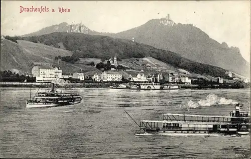 Ak Königswinter am Rhein, Drachenfels, Dampfer