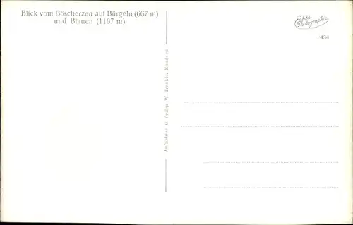 Ak Kandern im Schwarzwald Baden, Blick vom Böscherzen auf Bürgeln und Blauen