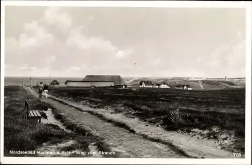 Ak Kampen auf Sylt, Weg zum Strand