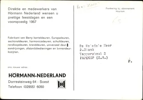 Ak Soest Utrecht Niederlande, Hörmann-Nederland, Autokennzeichen EV 01 02