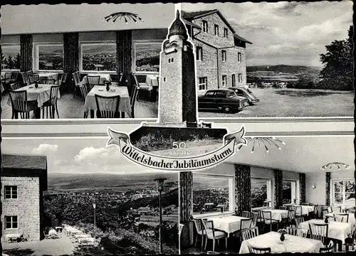 Ak Haßberge in Bayern, Wittelsbacher Jubiläumsturm, Höhengaststätte, Innenansicht