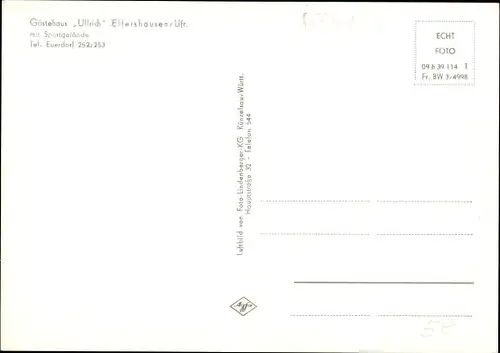 Ak Elfershausen in Unterfranken, Gästehaus Ullrich, Sportgelände, Luftbild