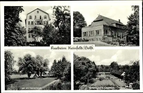 Ak Reinfeld in Holstein, Kurheim, Haus I, Haus II, Herrenteich, Parkanlagen mit Liegehalle