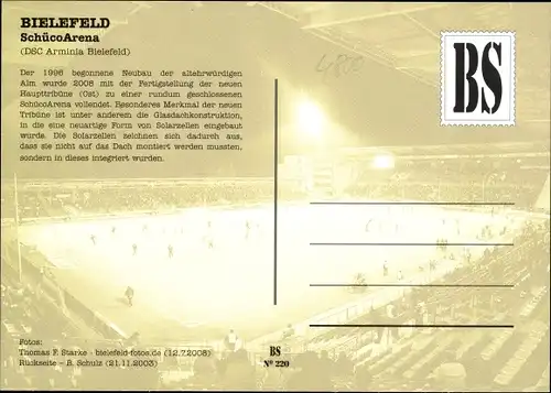 Ak Bielefeld in Nordrhein Westfalen, Schücoarena aus der Vogelschau