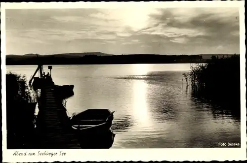 Ak Seeburg im Eichsfeld Niedersachsen, Abend am Schaalsee, Sonnenuntergang, Uferpartie