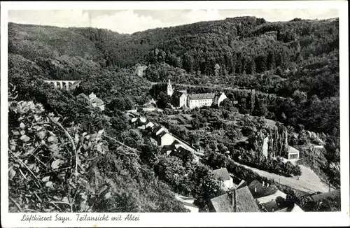 Ak Sayn Bendorf am Rhein, Teilansicht mit Abtei