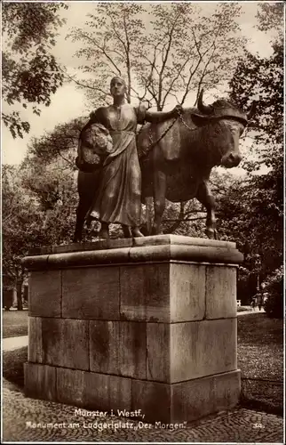 Ak Münster in Westfalen, Monument am Ludgeriplatz Der Morgen