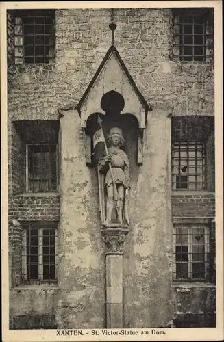 Ak Xanten am Niederrhein, St. Victor Dom Statue am Dom