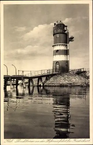 Ak Friedrichsort Kiel in Schleswig Holstein, Leuchtturm an der Hafeneinfahrt