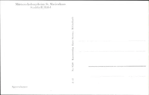 Ak Stadtkyll in der Eifel, Müttererholungsheim St. Marienhaus, Speisezimmer