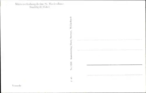 Ak Stadtkyll in der Eifel, Müttererholungsheim St. Marienhaus, Veranda