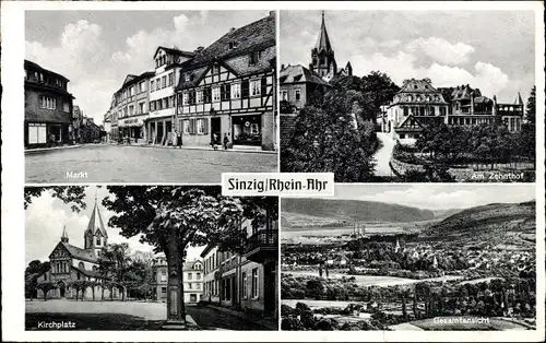 Ak Sinzig am Rhein, Markt, Kirchplatz, Zehnthof, Gesamtansicht