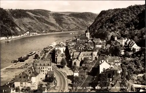 Ak Sankt Goar am Rhein, Blick von Ruine Rheinfels ins Rheintal