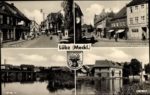 Ak Lübz in Mecklenburg, Ernst-Thälmann-Straße, Rudolf-Breitscheid-Straße, Eldepartie