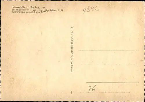 Ak Ibbenbüren in Westfalen, Schwefelbad Holthausen, Außen- und Innenansicht