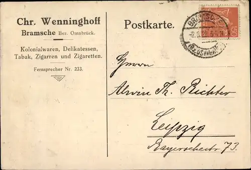 Ak Bramsche in Niedersachsen, Kolonialwarenhandlung Chr. Wenninghoff