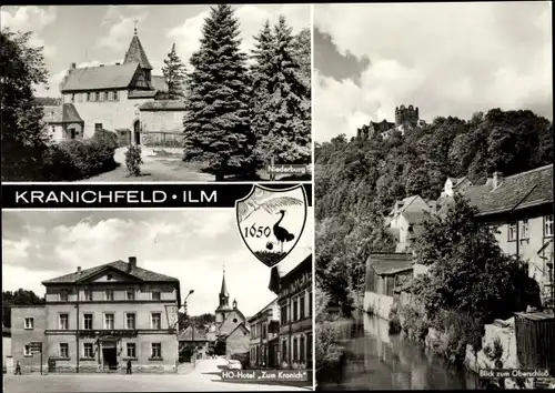 Ak Kranichfeld a. d. Ilm in Thüringen, Niederburg, Oberschloß, HO Hotel Zum Kranich