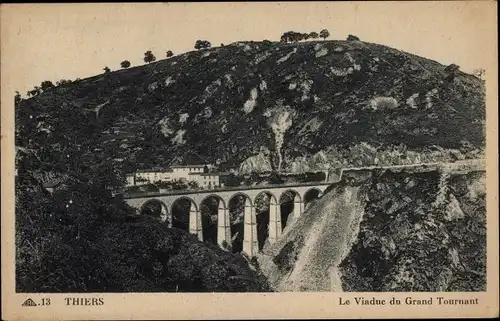 Ak Thiers Puy de Dôme, Le Viaduc du Grand Tournant