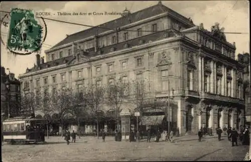 Ak Rouen Seine Maritime, Theatre des Arts et Cours Boieldieu
