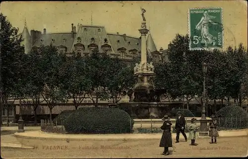 Ak Valence Drôme, Fontaine Monumentale