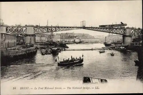 Ak Brest Finistère, Le Pont National fermé, Brücke