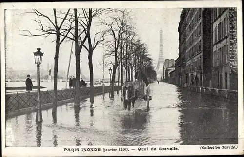 Ak Paris I, Quai de Grenelle, Inondations Janvier 1910