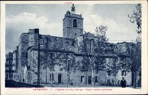 Ak Narbonne Aude, l'Église St. Paul Serge