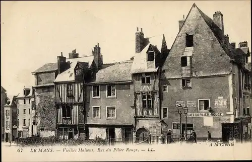 Ak Le Mans Sarthe, Vieilles Maisons, Rue du Pilier Rouge