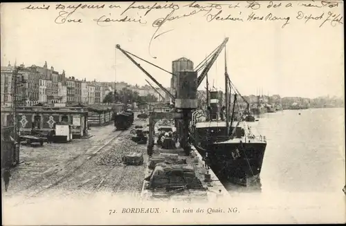 Ak Bordeaux Gironde, Un coin des Quais