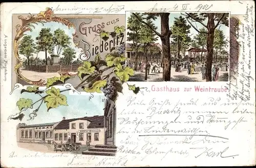 Litho Biederitz in Sachsen Anhalt, Gasthaus zur Weintraube, Denkmal