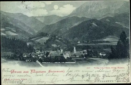 Mondschein Ak Mautern in der Steiermark, Panorama