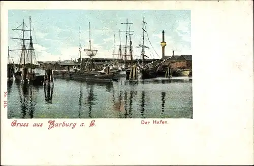 Ak Hamburg Harburg, Hafen, Boote