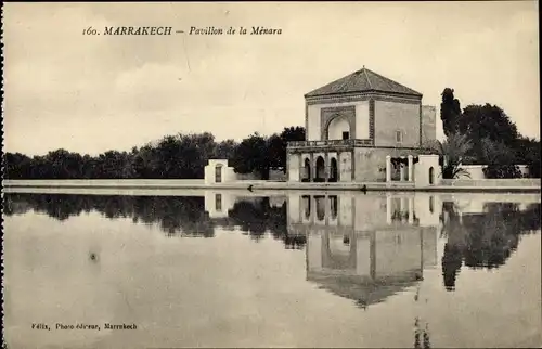 Ak Marrakesch Marokko, Pavillon de la Menara