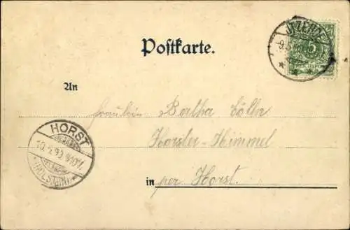 Buchstaben Ak Gruß, Die Zeit ist knapp, darum in Eile, Mondgesicht