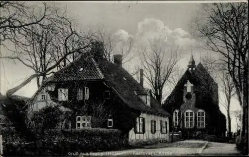 Ak Grube in Holstein, Blick auf Pastorat und Kirche