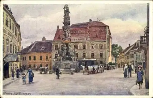 Künstler Ak Götzingen, Hans, Baden in Niederösterreich, Hauptplatz