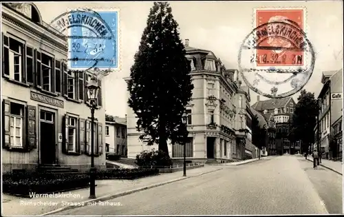 Ak  Wermelskirchen im Bergischen Land, Remscheider Straße mit Rathaus, Gemeindehaus