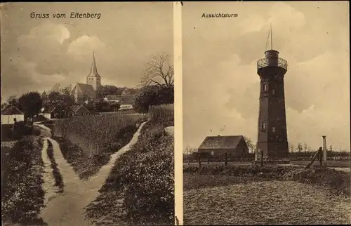 Ak Eltenberg Elten Emmerich am Niederrhein, Aussichtsturm, Kirche, Ortsansicht