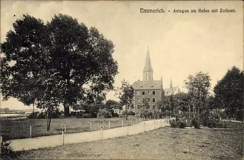 Ak Emmerich am Niederrhein, Anlagen am Hafen mit Zollamt