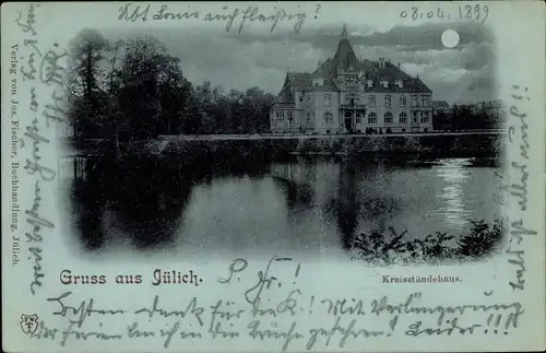 Mondschein Ak Jülich in Nordrhein Westfalen, Kreisständehaus