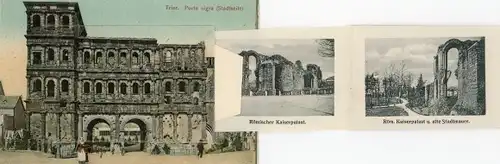 Leporello Ak Trier an der Mosel, Porta Nigra, Kaiserpalast, Stadtansicht