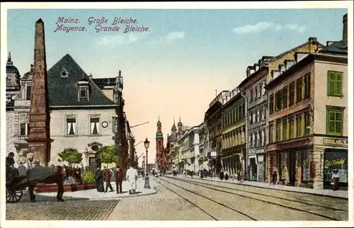 Ak Mainz am Rhein, Große Bleiche, Denkmal